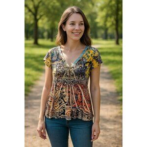 Women's One World beautiful blouse top Size XL Creases in the fabric